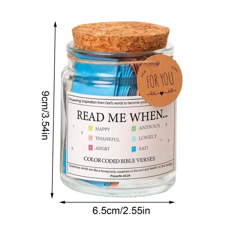 Bible Verses in a Jar Glass Prayer Jar with Colorful Bible Verses Gratitude & Blessings Holy Jar with Scripture Cards Color